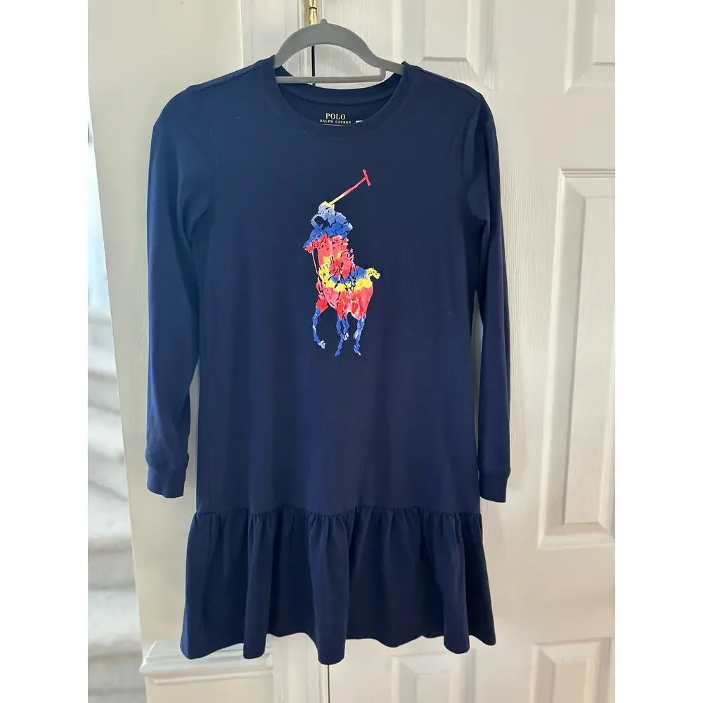 Polo Ralph Lauren Navy Rainbow Big Pony Dress